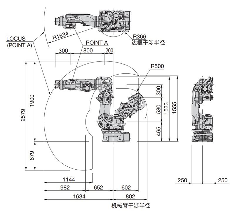 SRA100HS-01 外形尺寸及動作范圍