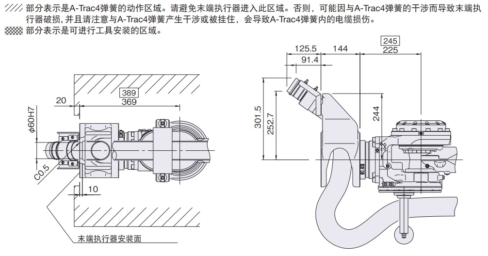 SRA166/210-01A系列 外形尺寸及動(dòng)作范圍 figure3